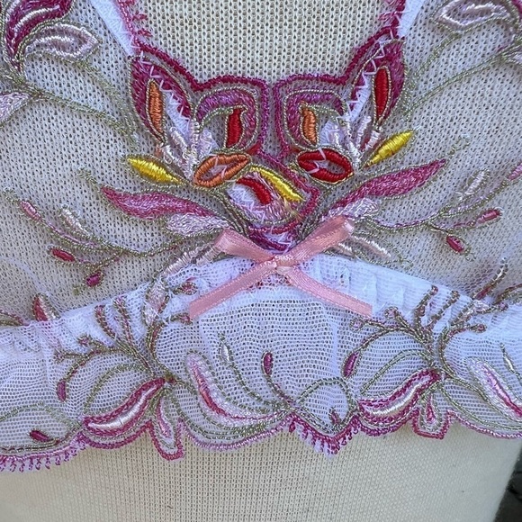 Lise Charmel Ete Frivole Wireless Bra Azalea Floral Embroidered Lace Large GUC - Picture 7 of 13